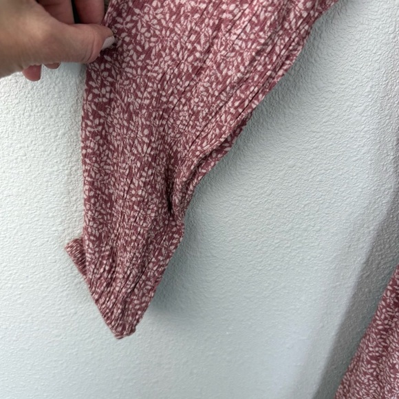 Faherty Montara Leaf Batik Long Sleeve Dress Pink Floral Casual Boho Women Small - Picture 7 of 16